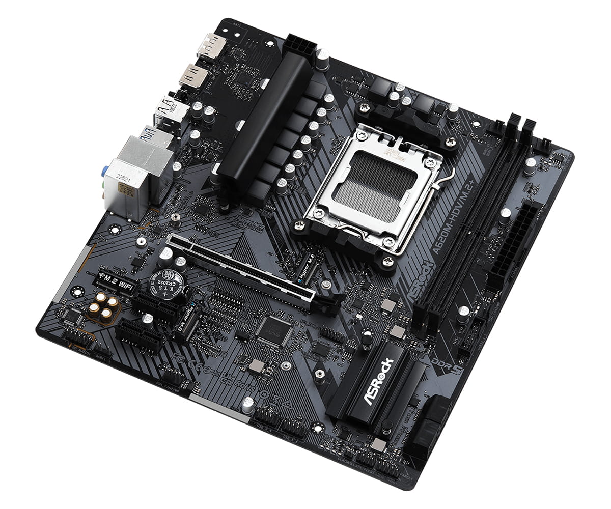 ASRock A620M-HDV/M.2+ - Motherboard - micro ATX - Socket AM5 - AMD A620 Chipsatz - USB 3.2 Gen 1, USB-C 3.2 Gen 1 - Gigabit LAN - Onboard-Grafik (CPU erforderlich)