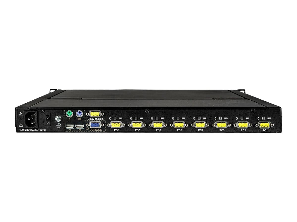 StarTech.com 8 Port Rack KVM Konsole mit 1,8 m Kabeln - US Tastatur(QWERTY), Integrierter KVM Switch mit 17" LCD Monitor - 1HE LCD KVM Konsole - OSD KVM - 50.000 MTBF - USB + VGA(RKCONS1708K) - KVM-Konsole mit KVM-Switch - 8 Anschlüsse - USB - 43.2 cm (