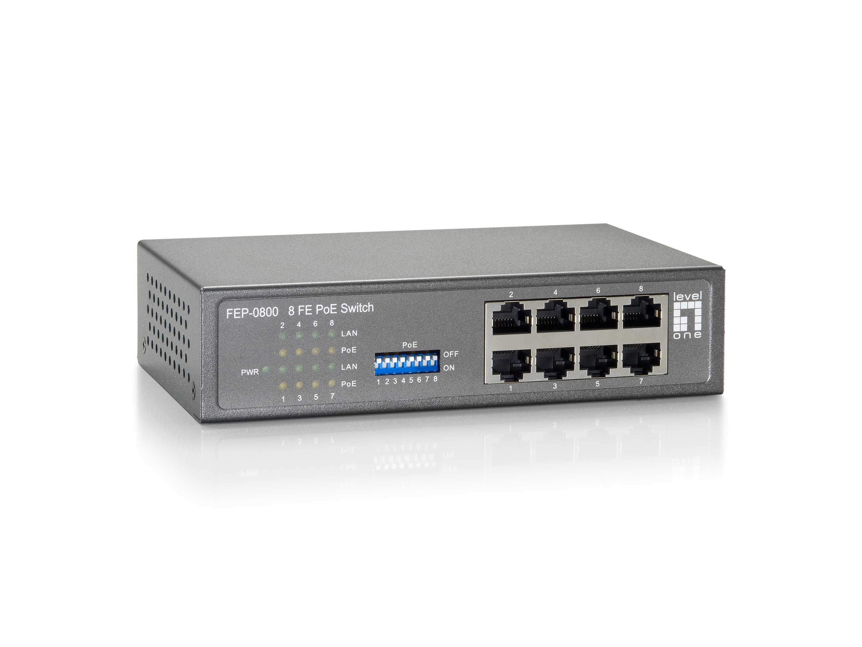 LevelOne FEP-0800 - Switch - unmanaged - 8 x 10/100 (PoE)