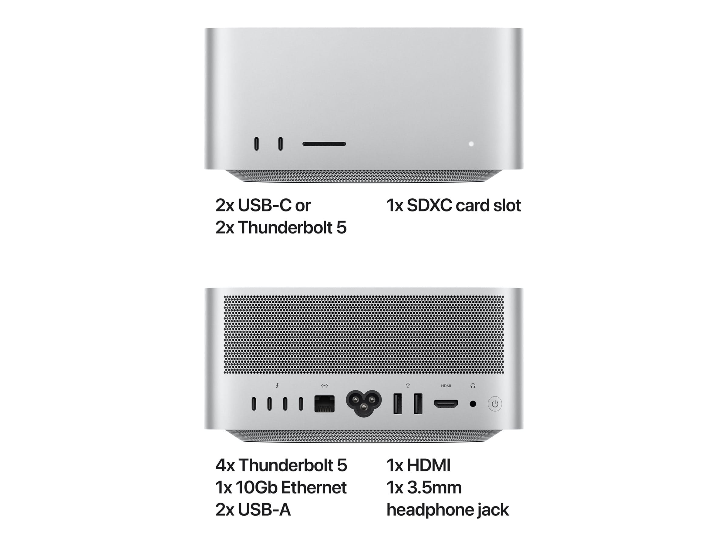 Apple Mac Studio - USFF - M3 Ultra - RAM 96 GB - SSD 1 TB - M3 Ultra 60-core - 1GbE, 10GbE, 5GbE, 2.5GbE, Wi-Fi 6E, Bluetooth 5.3 - WLAN: 802.11a/b/g/n/ac/ax (Wi-Fi 6E)