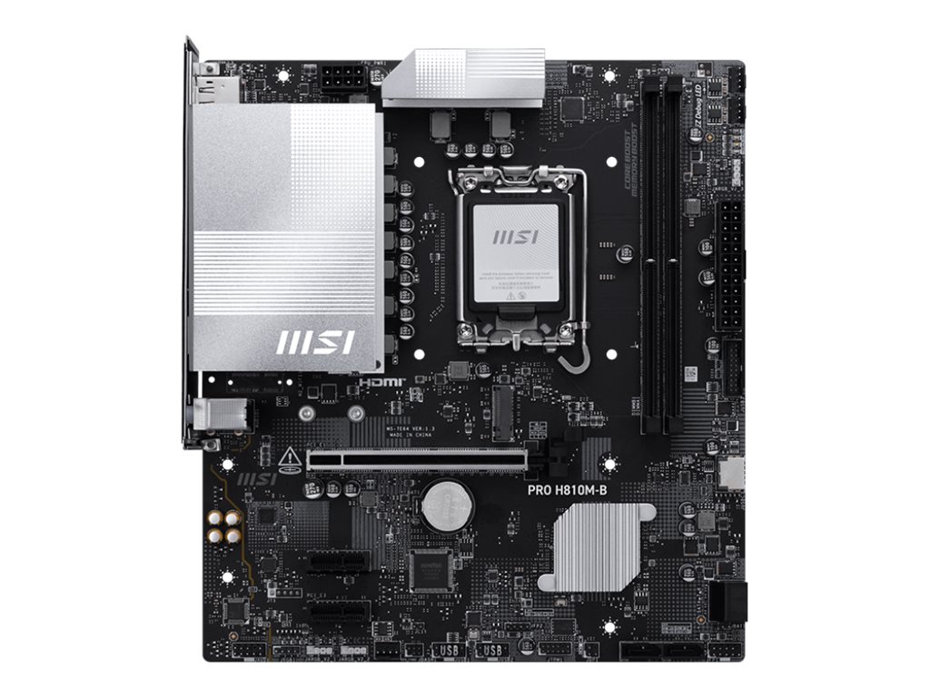 MSI PRO H810M-B - Motherboard - micro ATX - LGA1851-Sockel - H810 Chipsatz - USB 3.2 Gen 1, USB-C 3.2 Gen2 - 2.5 Gigabit LAN - Onboard-Grafik (CPU erforderlich)