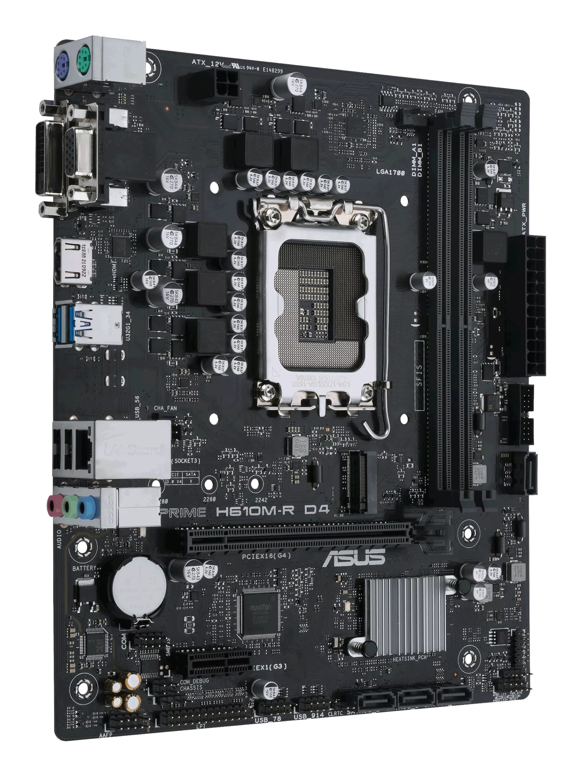 ASUS PRIME H610M-R D4 - Motherboard - micro ATX - LGA1700 Sockel - H610 Chipsatz - USB 3.2 Gen 1 - Gigabit LAN - Onboard-Grafik (CPU erforderlich)