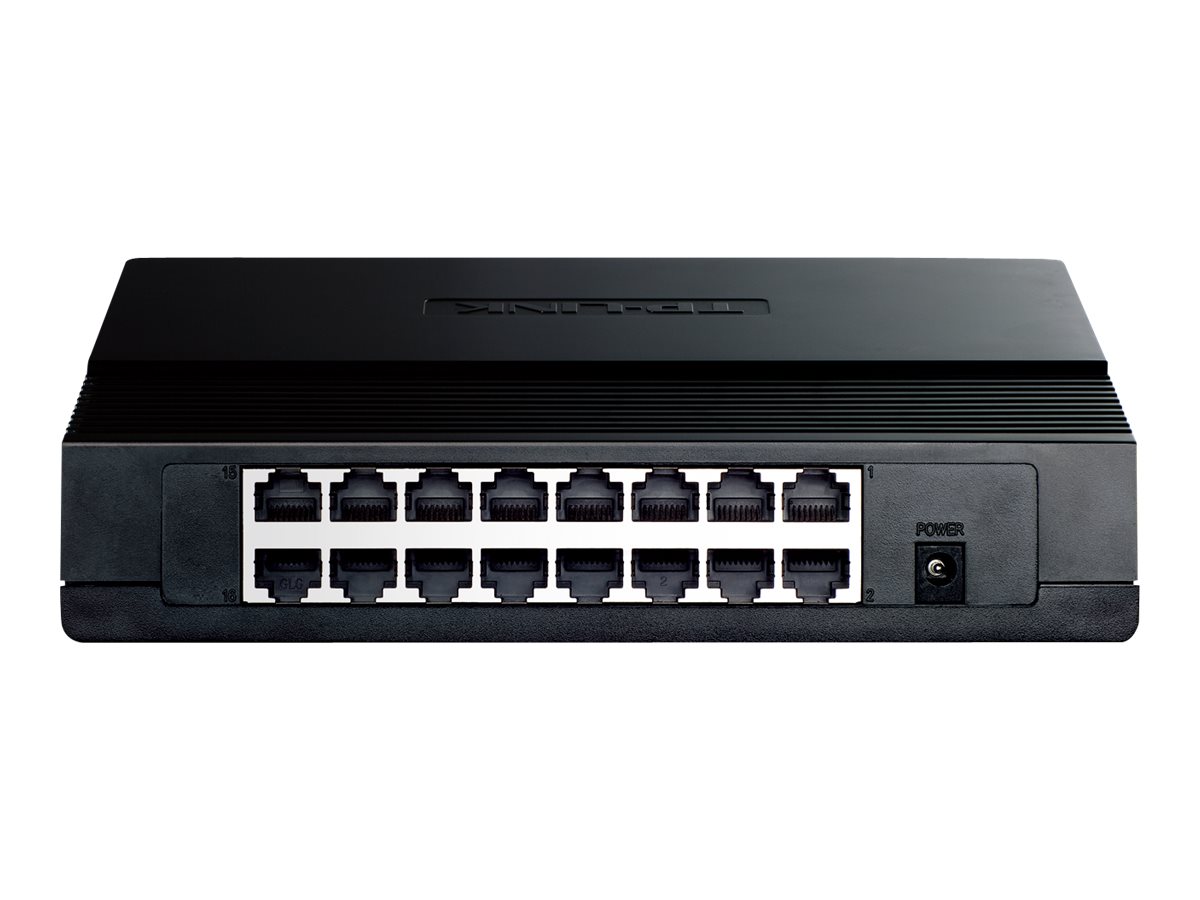 TP-LINK 16-Port-Gigabit-Switch, Unmanaged, Fast Ethernet (10/100), Vollduplex, Rack-Einbau, Wandmontage