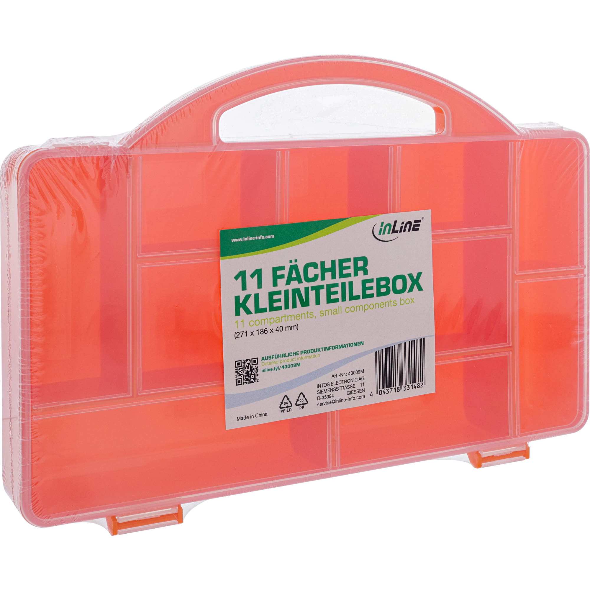 InLine Kleinteilebox - 11 Fächer - Abmessungen: 271x186x40mm - orange