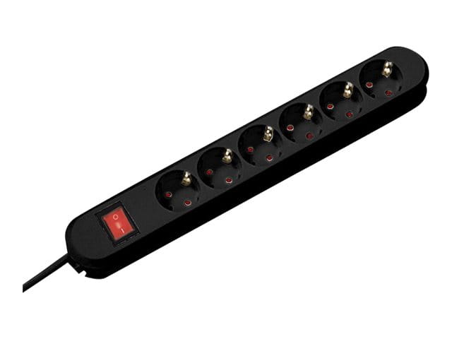 Bachmann SMART 6x Schuko H05VV-F 3G 1.50mm² 16A/3680W 3m, 3 m, Kunststoff, Schwarz, 6 AC-Ausgänge, 3680 W, 16 A