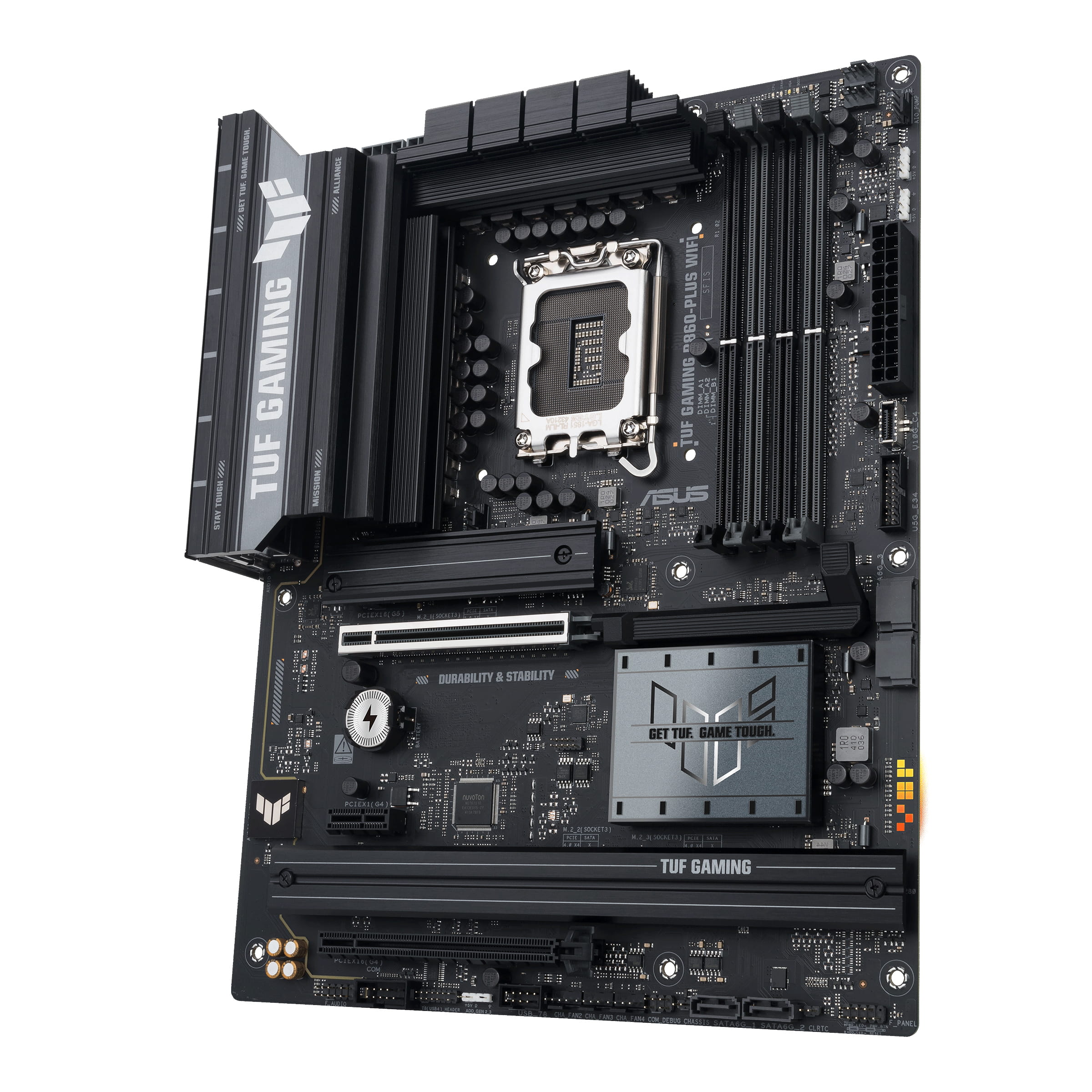ASUS TUF GAMING B860-PLUS WIFI - Motherboard - ATX - LGA1851 Sockel - B860 Chipsatz - USB-C 3.2 Gen 2x2, USB 3.2 Gen 2, USB 3.2 Gen 1, USB-C 3.2 Gen2 - 2.5 Gigabit LAN, Bluetooth, Wi-Fi 7 - Onboard-Grafik (CPU erforderlich)
