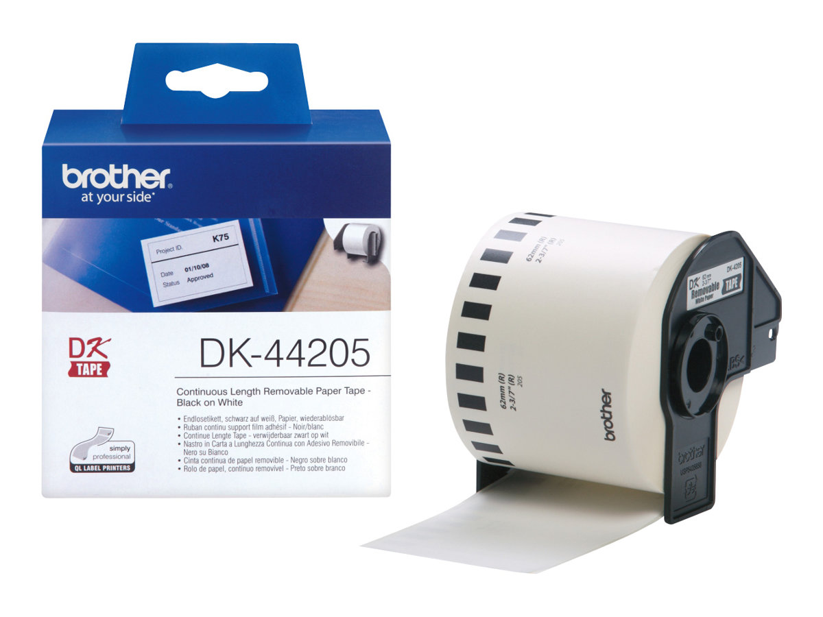 Brother DK44205 - Entfernbarer Klebstoff - weiß - Rolle (6,2 cm x 30,5 m)