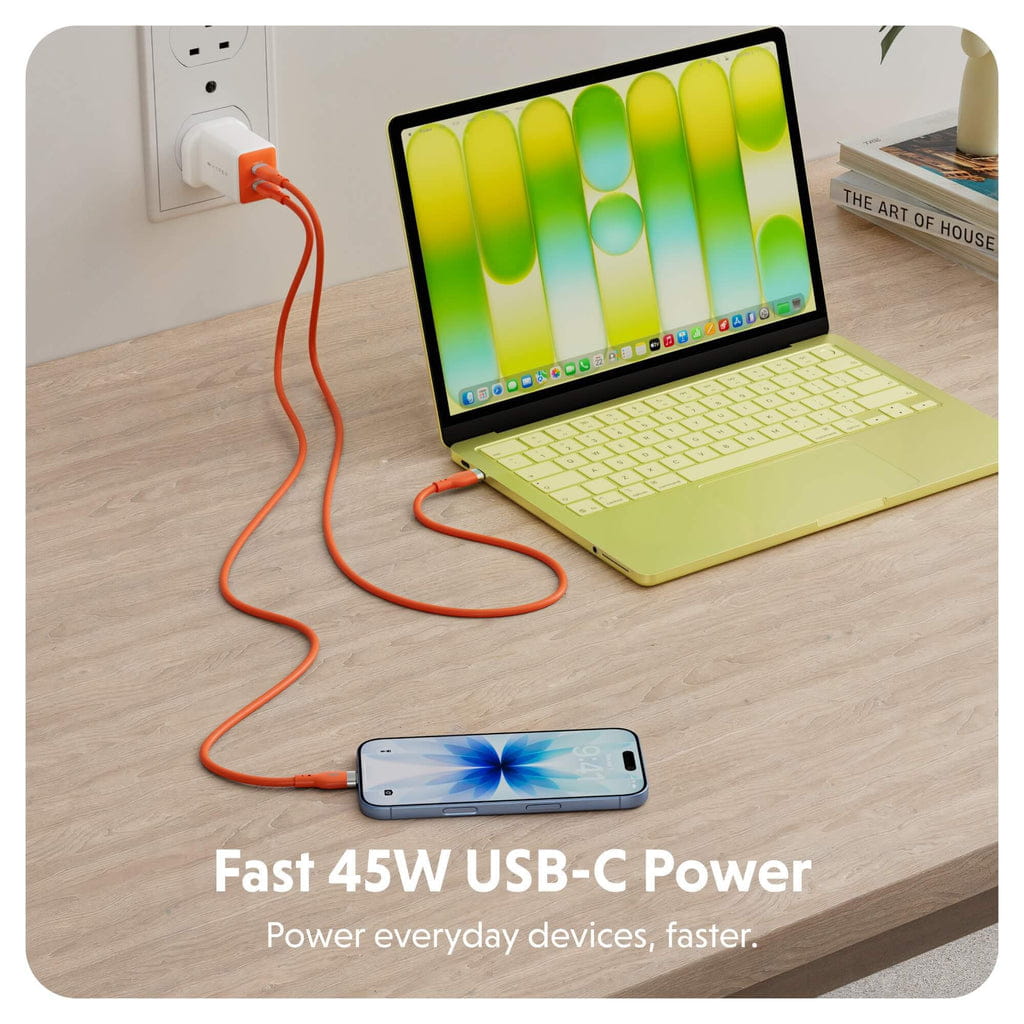Targus HyperJuice Flex 45W GaN, Drinnen, AC, Weiß, Orange