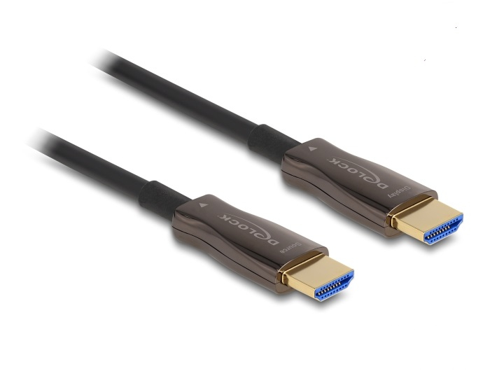 Delock High Speed - HDMI-Kabel - HDMI männlich zu HDMI männlich - 50 m - Hybrid Kupfer/Kohlefaser - Schwarz - Active Optical Cable (AOC)