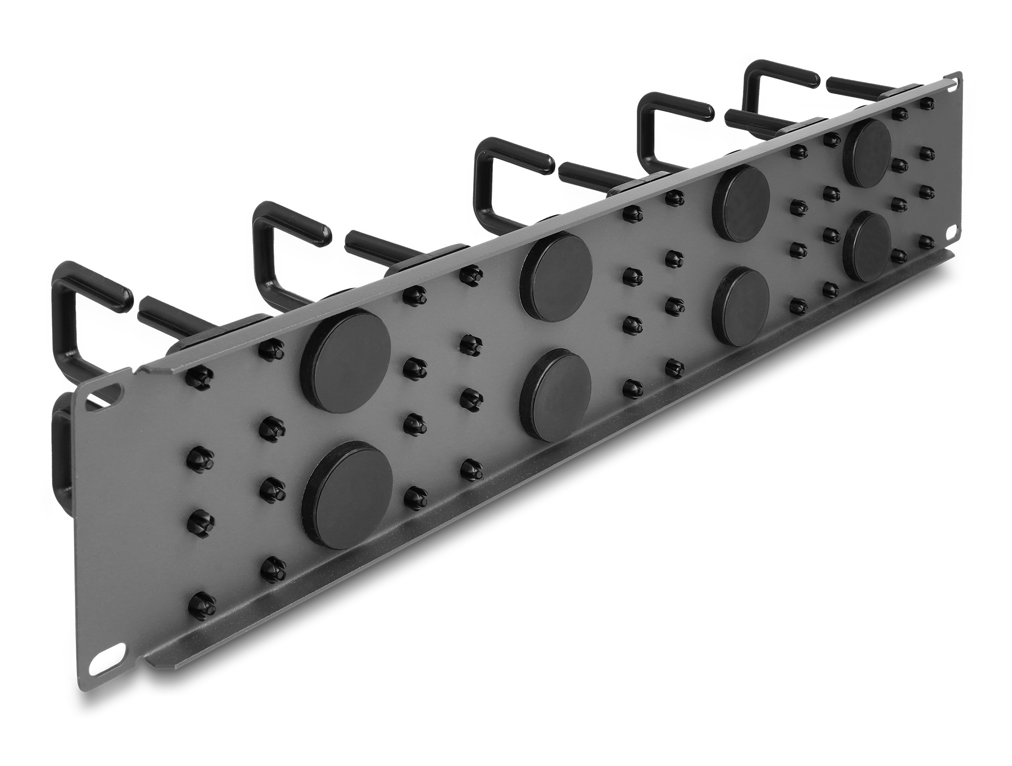 Delock Verlegetafel für Rack-Kabelmanagement - 8 Gummikabeldurchführungen, 10 Haken - Dunkelgrau - 2U - 48.3 cm (19")