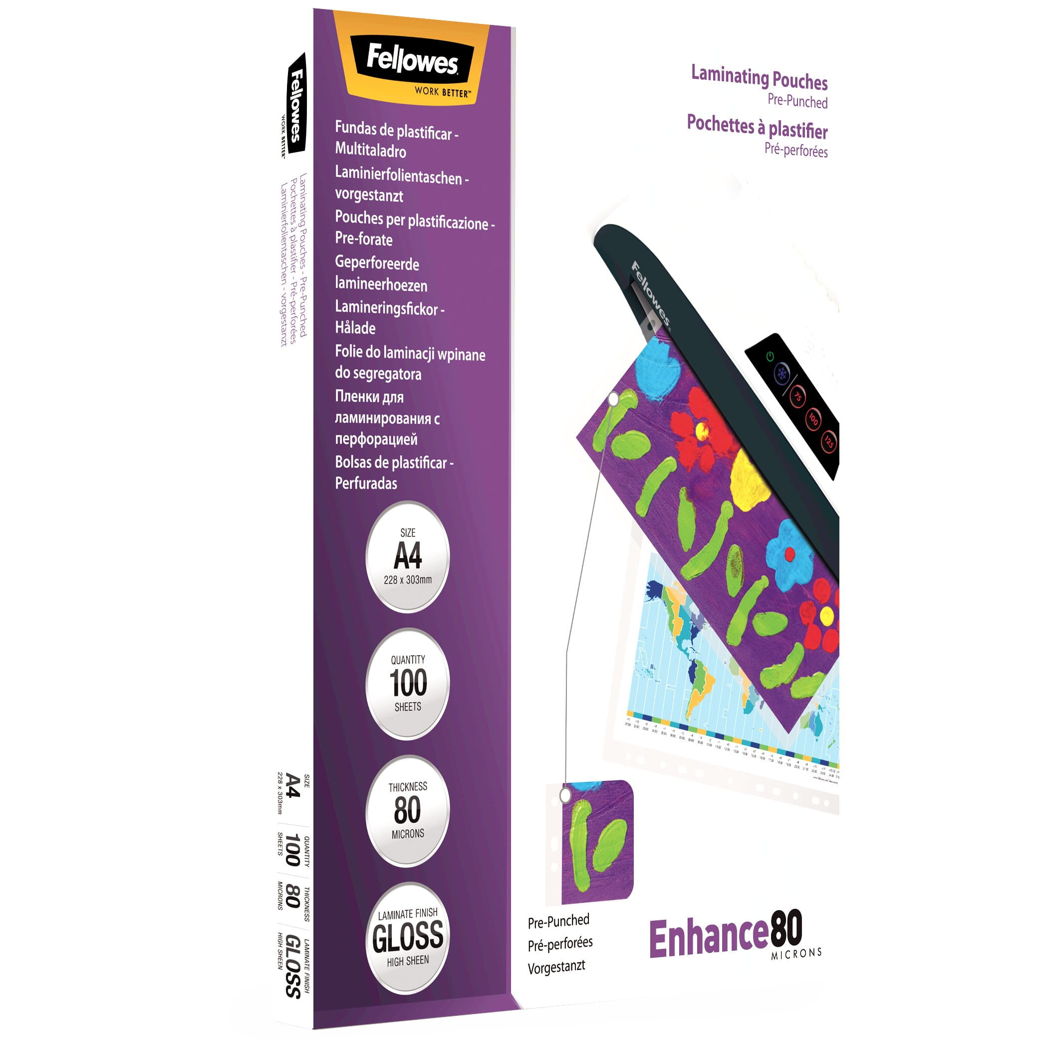 Fellowes Laminating Pouches Enhance 80 micron - 80 Mikron - 100er-Pack - glänzend - A4 (210 x 297 mm)