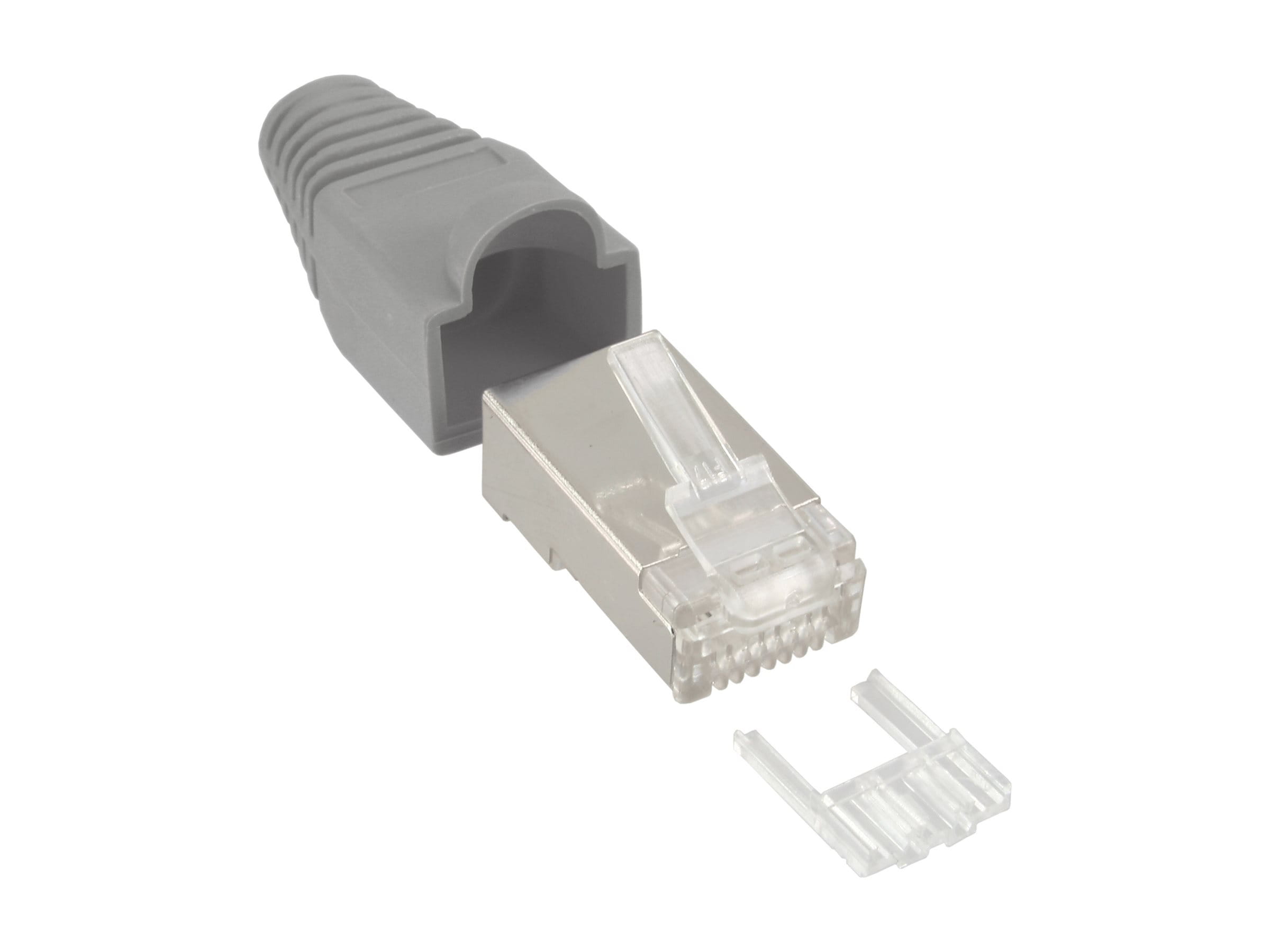InLine Crimpstecker RJ45 geschirmt - Knickschutz grau - 10er Pack