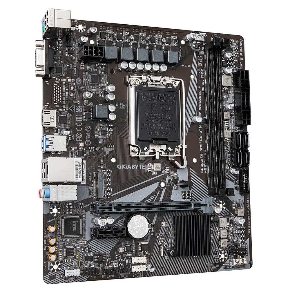 Gigabyte H610M H V2 - 1.0 - Motherboard - micro ATX - LGA1700 Sockel - H610 Chipsatz - USB 3.2 Gen 1 - Gigabit LAN - Onboard-Grafik (CPU erforderlich)