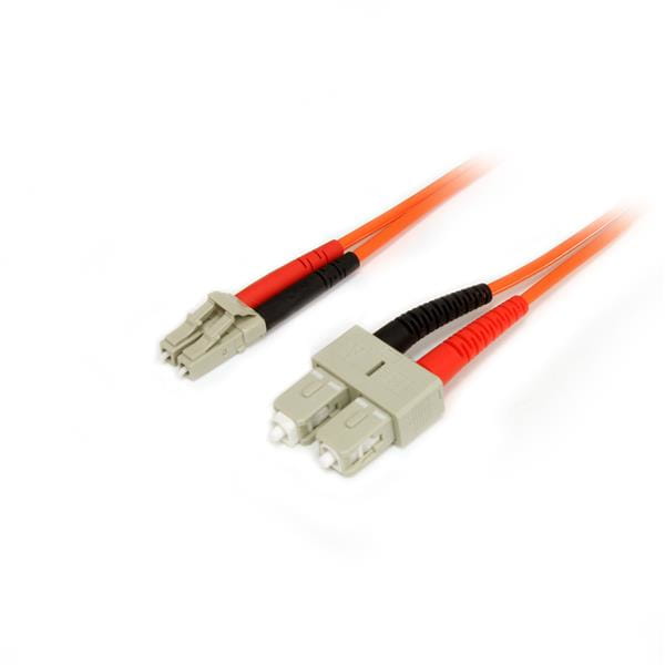 StarTech.com 2m Fiber Optic Cable - Multimode Duplex 50/125 - LSZH - LC/SC - OM2 - LC to SC Fiber Patch Cable - Netzwerkkabel - LC Multi-Mode (M)