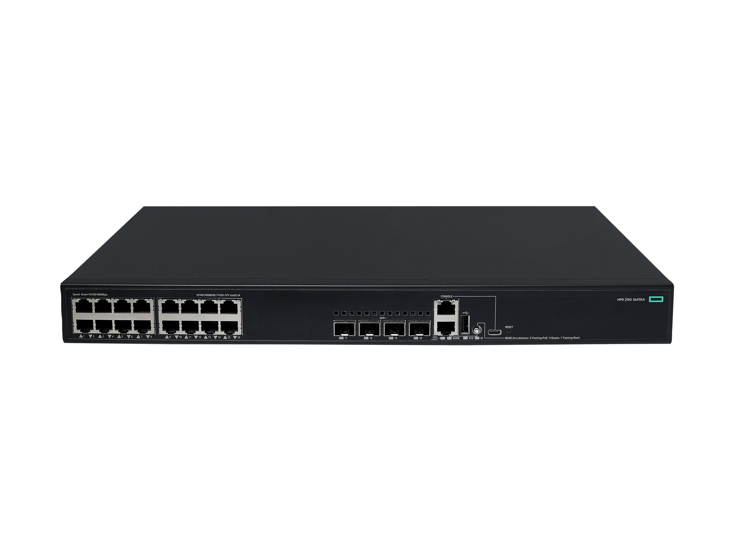 HPE Networking Comware 5150L 16p 10M/100M/1G PoE+ 4p SFP+ 1G/10G 248W Switch - Switch - L3 Lite - managed - 16 x 10/100/1000Base-T (PoE+)