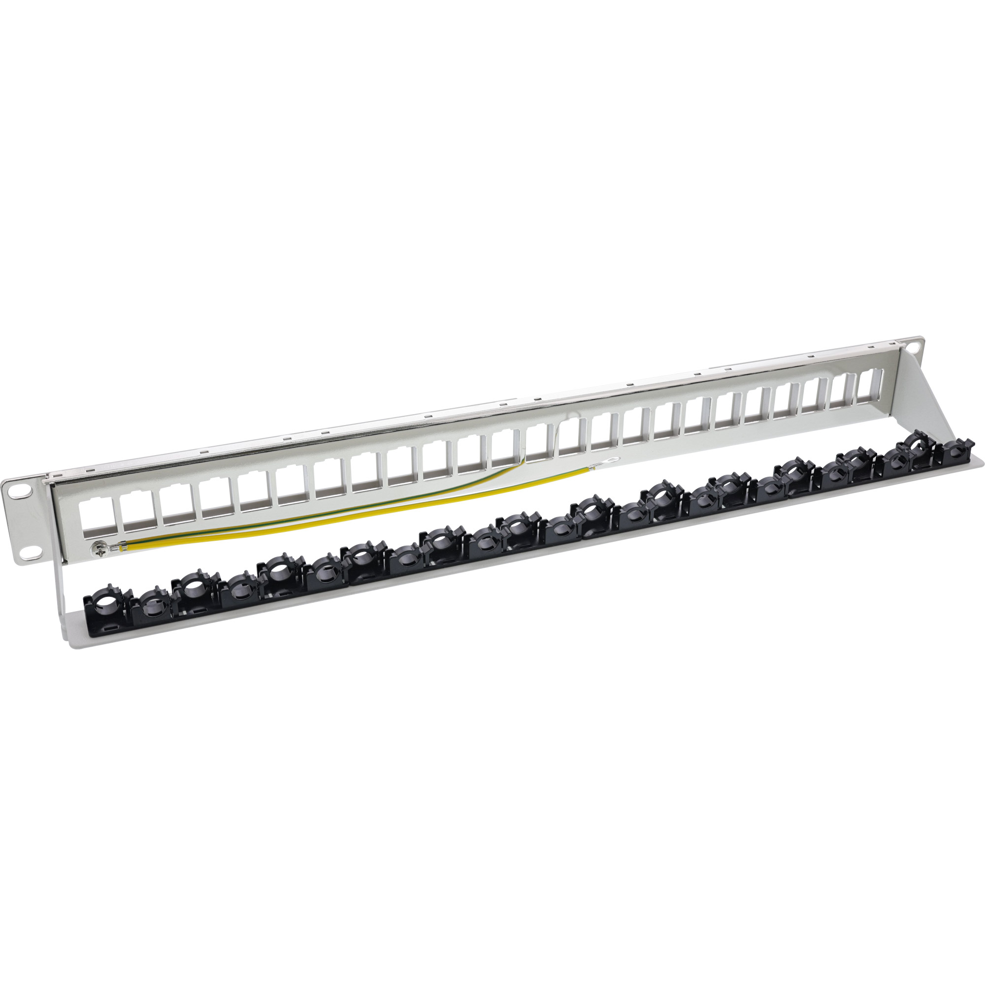 InLine Patchfeld 24-fach - Keystone Leerblech Patchpanel - 19" - 1HE - lichtgrau