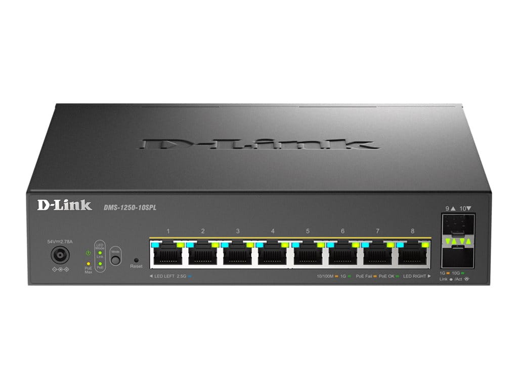 D-Link DMS-1250-10SPL - Switch - L2+ - Smart - 2 x 10/100/1000/2.5G (PoE++)