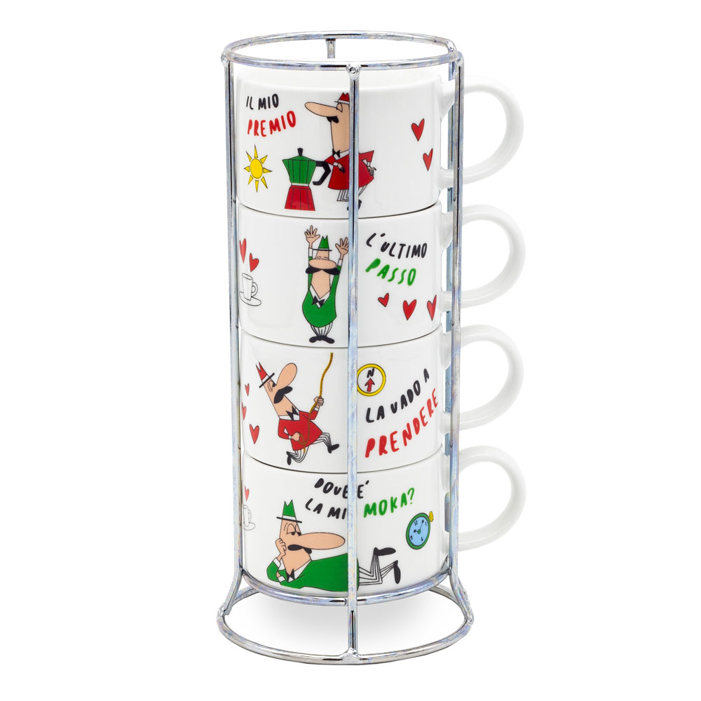 Bialetti L'Omino Italiano, Set, Mehrfarbig, Keramik, Cappuccino, 4 Stück(e), Box