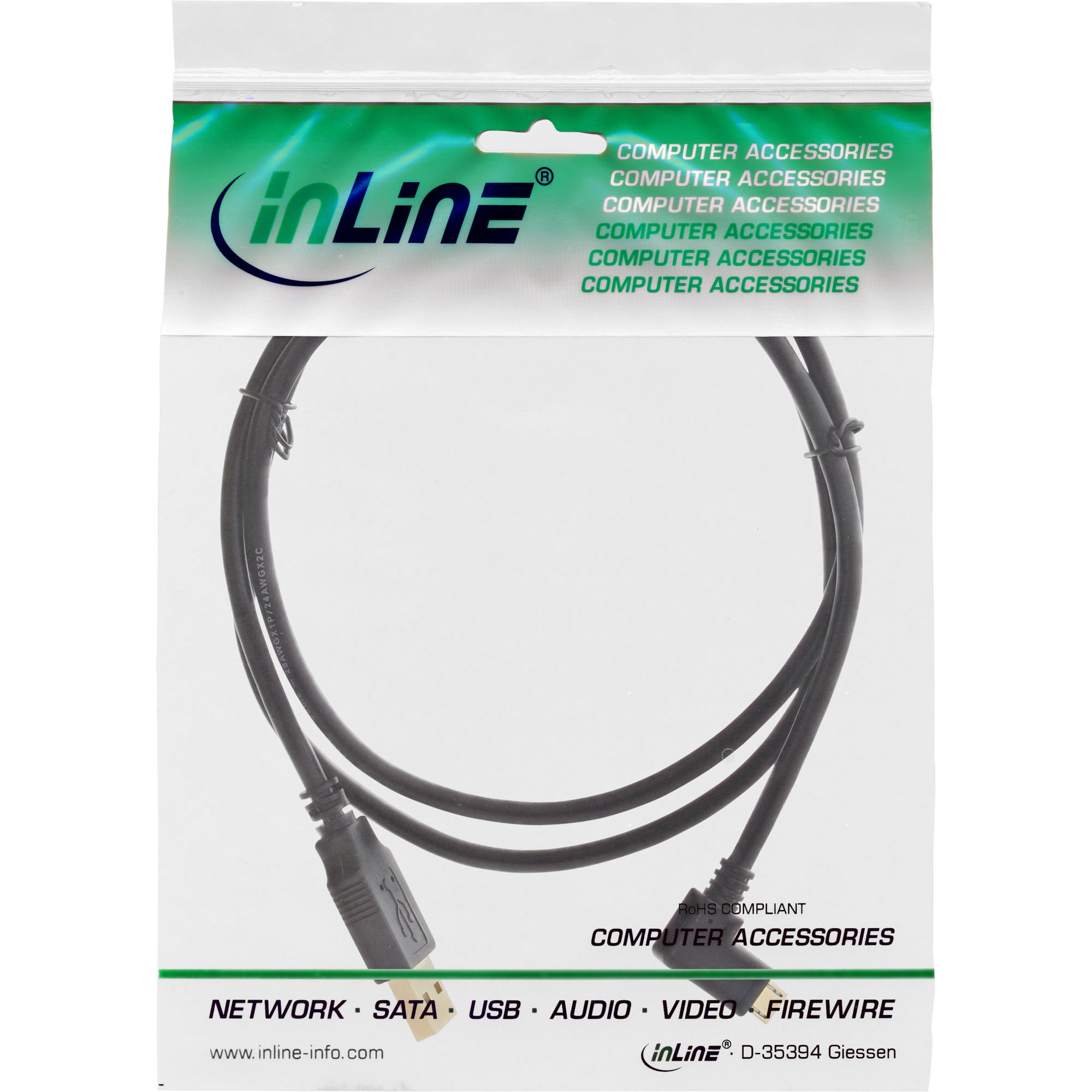 InLine Micro-USB 2.0 Kabel - USB-A ST/Micro-B ST gew. - vergoldete Kontakte - 2m
