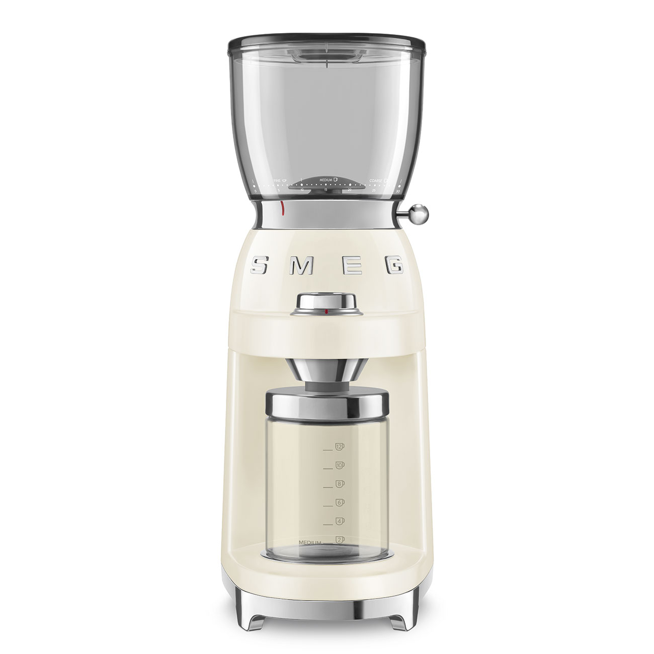 SMEG CGF11CREU, Mühle mit Mahlwerk, 350 g, Kegelmahlwerk, Edelstahl, Cremefarben, Edelstahl