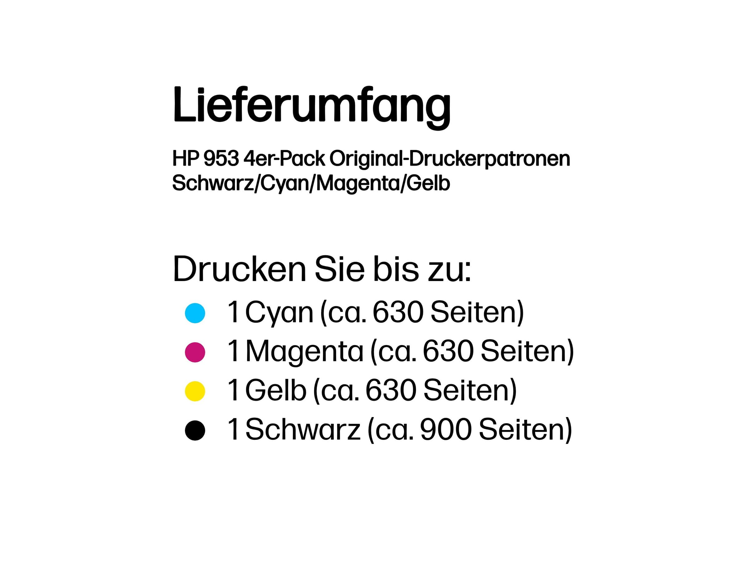 HP 953 - 4er-Pack - Schwarz, Gelb, Cyan, Magenta