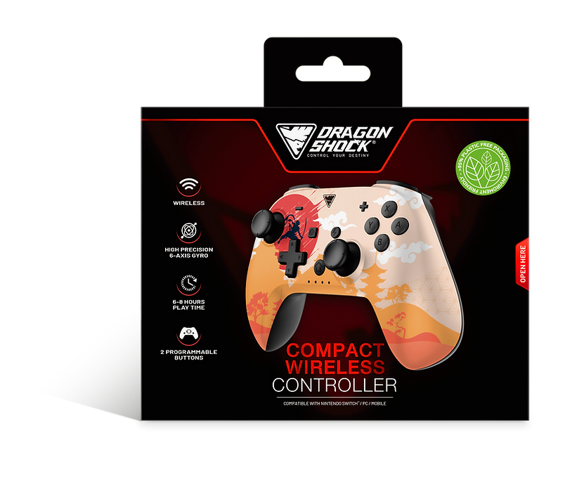 DragonShock PopTop Compact, Gamepad, Nintendo Switch, Schaltfläche Zurück, D-Pad, Home button, Reset-Taste, Kabellos, Bluetooth, USB Typ-C