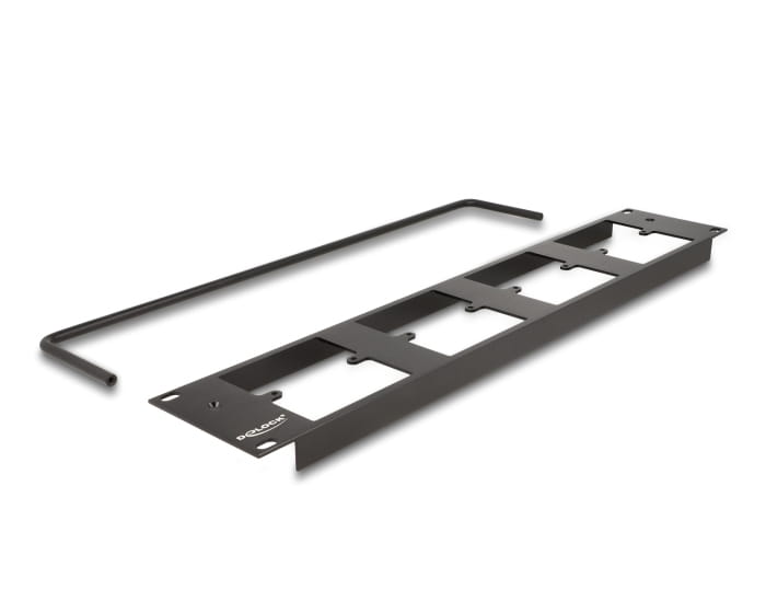 Delock Patchpanel (Blindblech) - 4 D-Typ Platten 86 x 86 mm und 4 Anschlüsse - Rack montierbar - Schwarz - 2U - 48.3 cm (19")