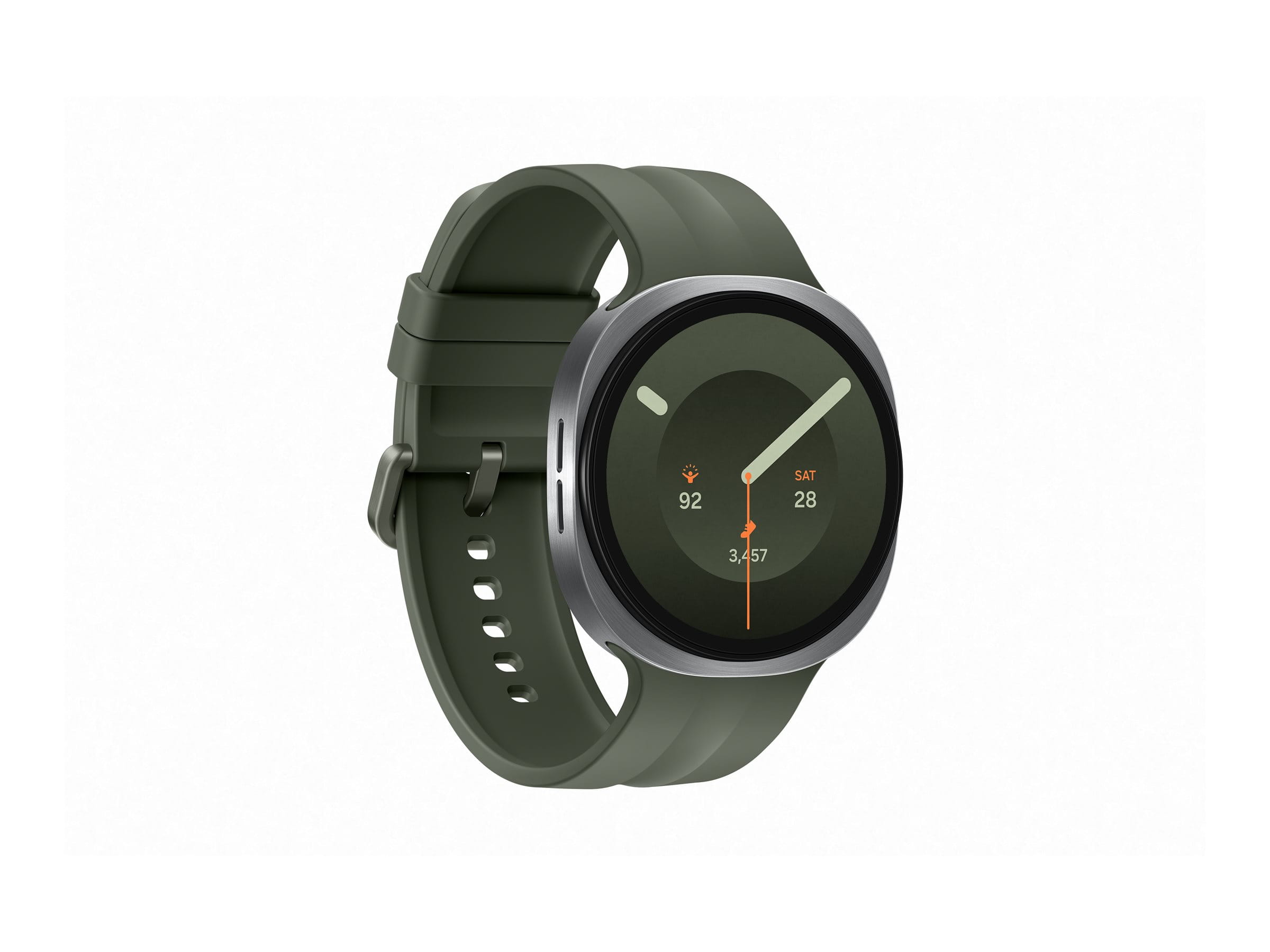 Samsung Galaxy Watch9 - 44 mm - silber - intelligente Uhr mit Sportband - Olive - Bandgröße: M/L - Anzeige 3.73 cm (1.47")