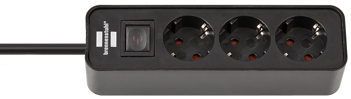 Brennenstuhl Ecolor Steckdosenleiste 3-fach schwarz 1,5m H05VV-F 3G1,5, 1,5 m, Drinnen, 3 AC-Ausgänge, 200 mm, 1 Stück(e)