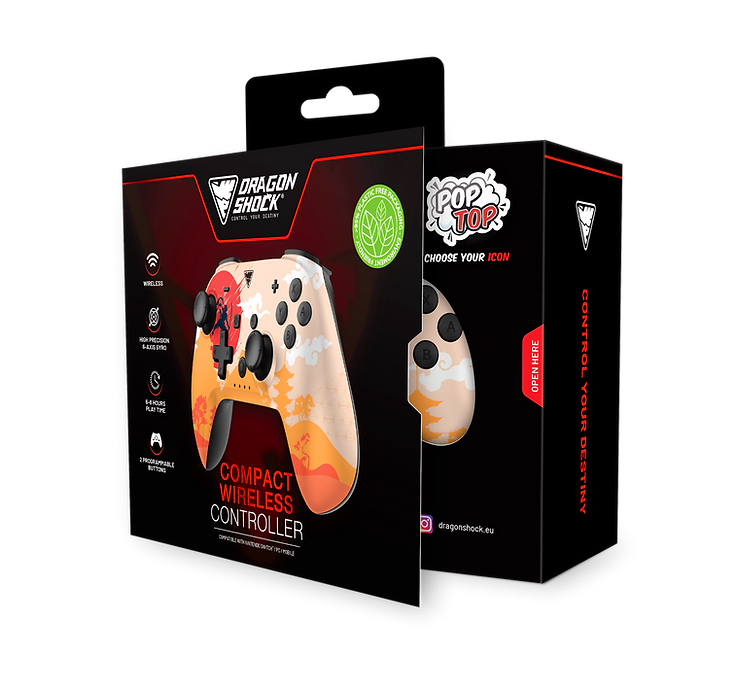 DragonShock PopTop Compact, Gamepad, Nintendo Switch, Schaltfläche Zurück, D-Pad, Home button, Reset-Taste, Kabellos, Bluetooth, USB Typ-C