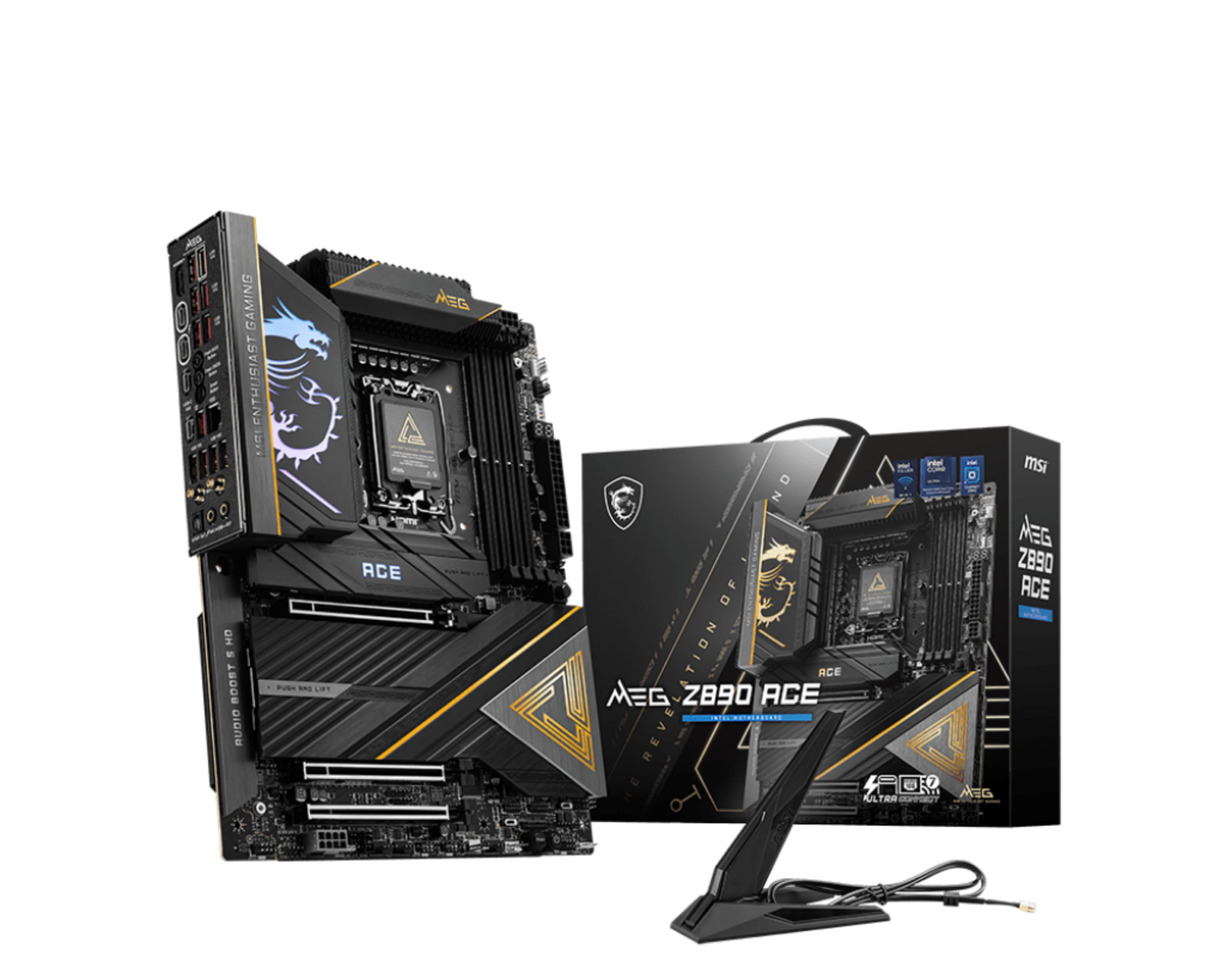 MSI MEG Z890 ACE - Motherboard - ATX - LGA1851 Sockel - Z890 Chipsatz - USB-C 3.2 Gen 2x2, USB 3.2 Gen 1, USB 3.2 Gen 2, USB4, USB-C 3.2 Gen2 - 10 Gigabit LAN, Wi-Fi 7, Bluetooth - Onboard-Grafik (CPU erforderlich)