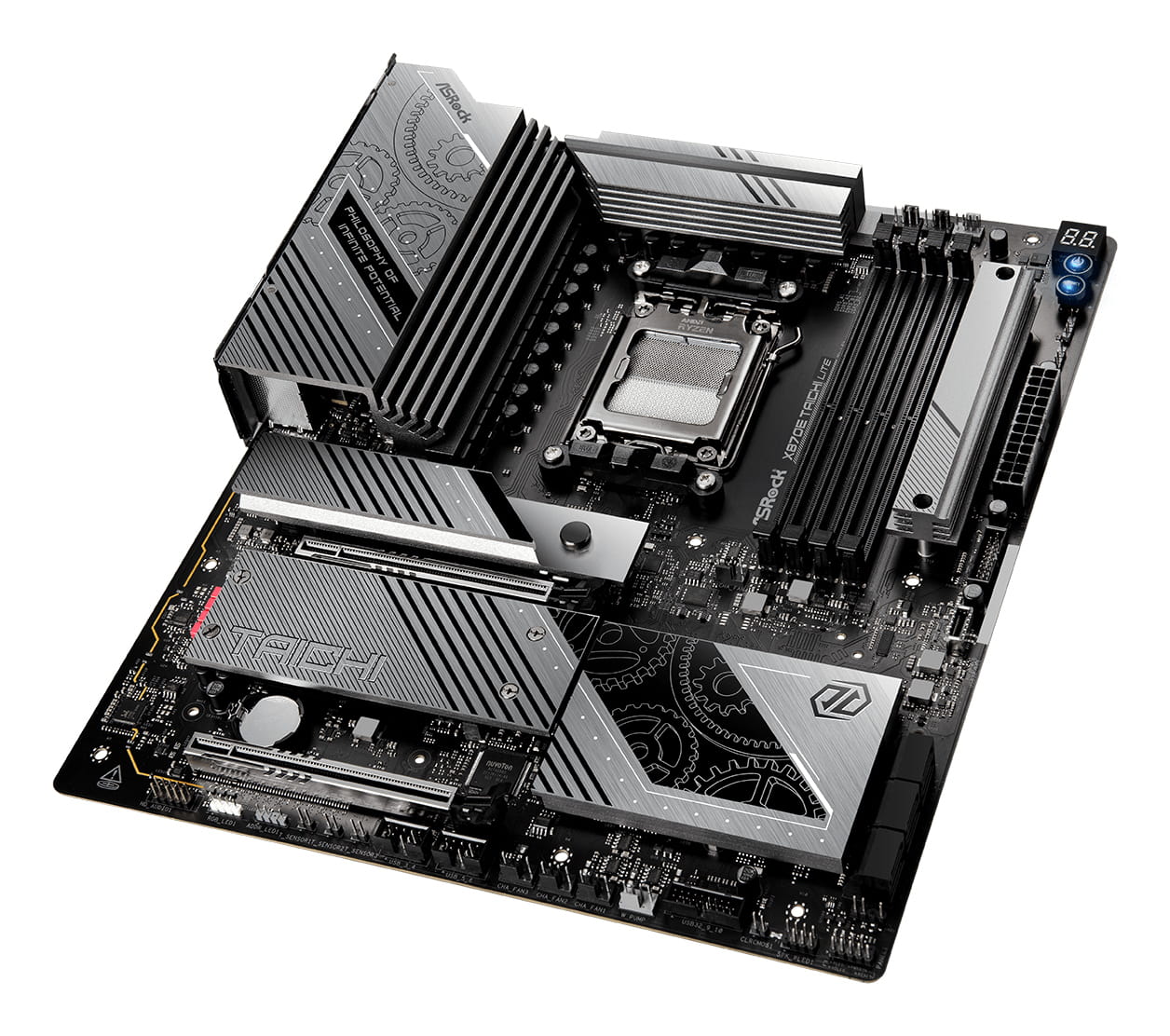 ASRock X870E Taichi Lite - Motherboard - E-ATX - Socket AM5 - AMD X870E Chipsatz - USB4, USB 3.2 Gen 1, USB 3.2 Gen 2, USB-C 3.2 Gen 2x2 - 5 Gigabit Ethernet, Wi-Fi 7, Bluetooth - Onboard-Grafik (CPU erforderlich)