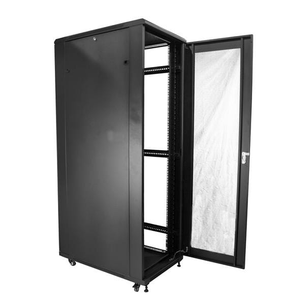 StarTech.com 4-Pfosten 42HE Server Rack Gehäuse, 19" Serverschrank - Schrank Netzwerkschrank - bodenstehend - Schwarz - 42HE - 48.3 cm (19")