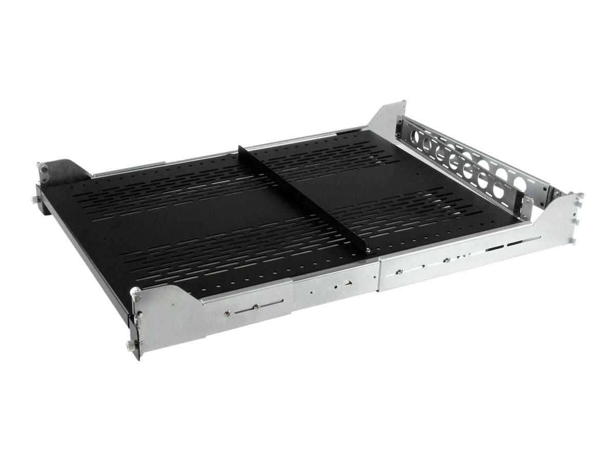 StarTech.com 2HE ausziehbarer belüfteter Fachboden für 19 Serverschrank mit Kabelführung / verstellbarer Montagetiefe bis 22,7 kg - Rack - Regal - Schwarz - 2U - 48.3 cm (19")