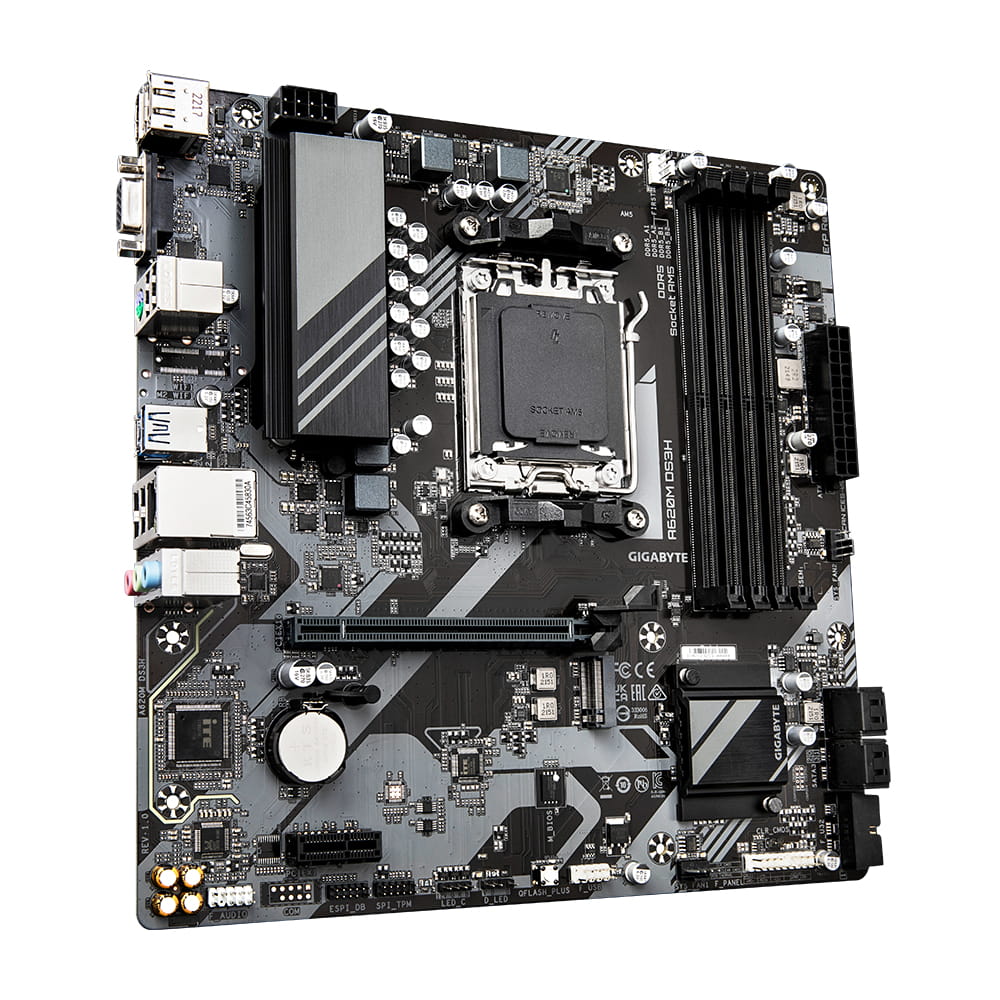 Gigabyte A620M DS3H - 1.0 - Motherboard - micro ATX - Socket AM5 - AMD A620 Chipsatz - USB 3.2 Gen 1, USB-C 3.2 Gen 1 - Gigabit LAN - Onboard-Grafik (CPU erforderlich)