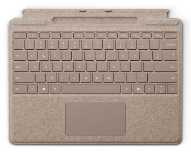 Microsoft Surface Pro Keyboard - Tastatur - mit Trackpad, Beschleunigungsmesser, Surface Slim Pen 2 Ablage- und Ladeschale - QWERTZ - Deutsch/Österreichisch - Dune - für Microsoft Surface Pro 8, Pro 8 for Business, Pro 9, Pro 9 for Business, Pro 10 for