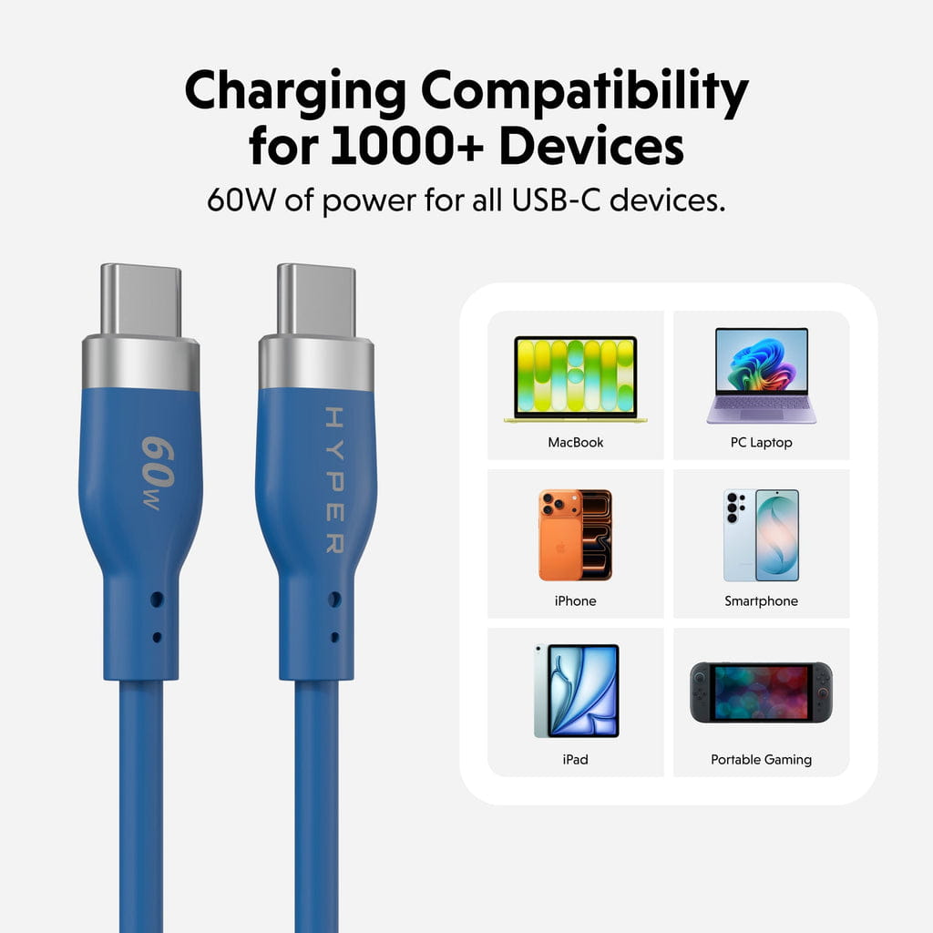 Targus HyperJuice Flex, 1,5 m, USB C, USB C, USB 2.0, 0,48 Gbit/s, Blau