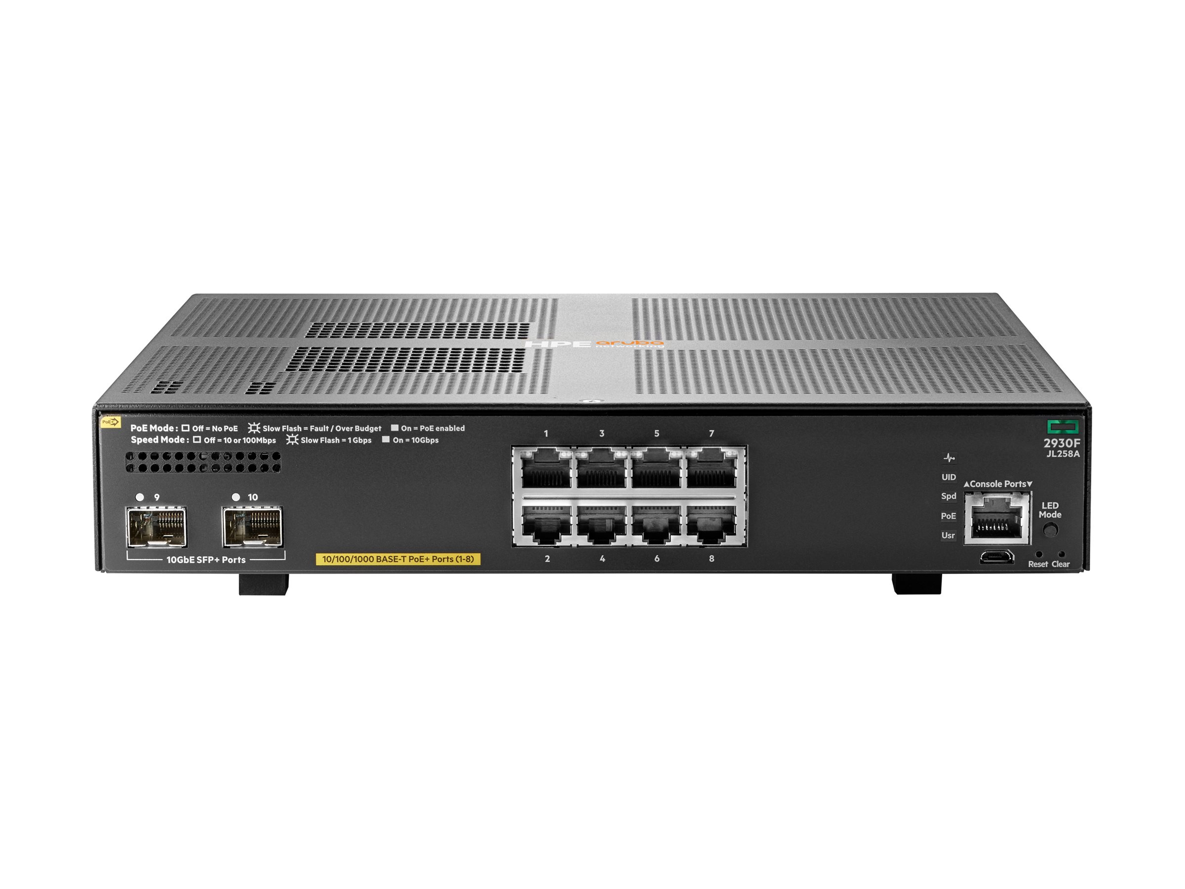 HPE Aruba Networking 2930F 8G PoE+ 2SFP+ - Switch - L3 - managed - 8 x 10/100/1000 (PoE+)