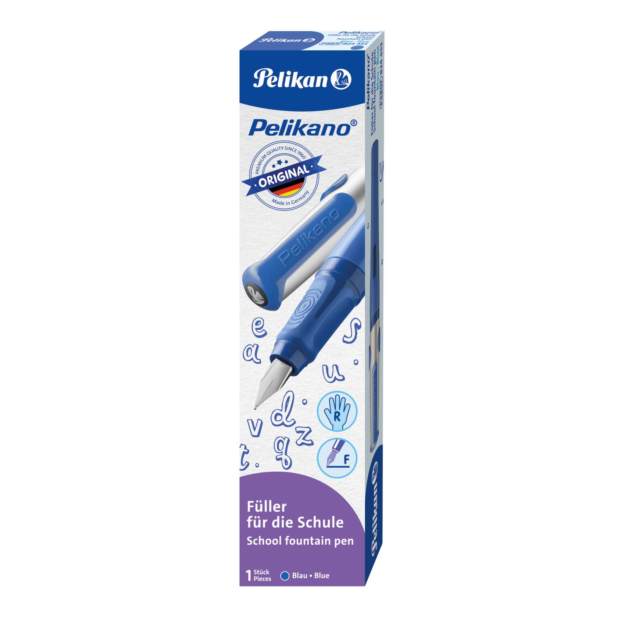 Pelikan 824453, Blau, Kartuschenfüllsystem, Blau, Edelstahl, Rechtshändig, Deutschland