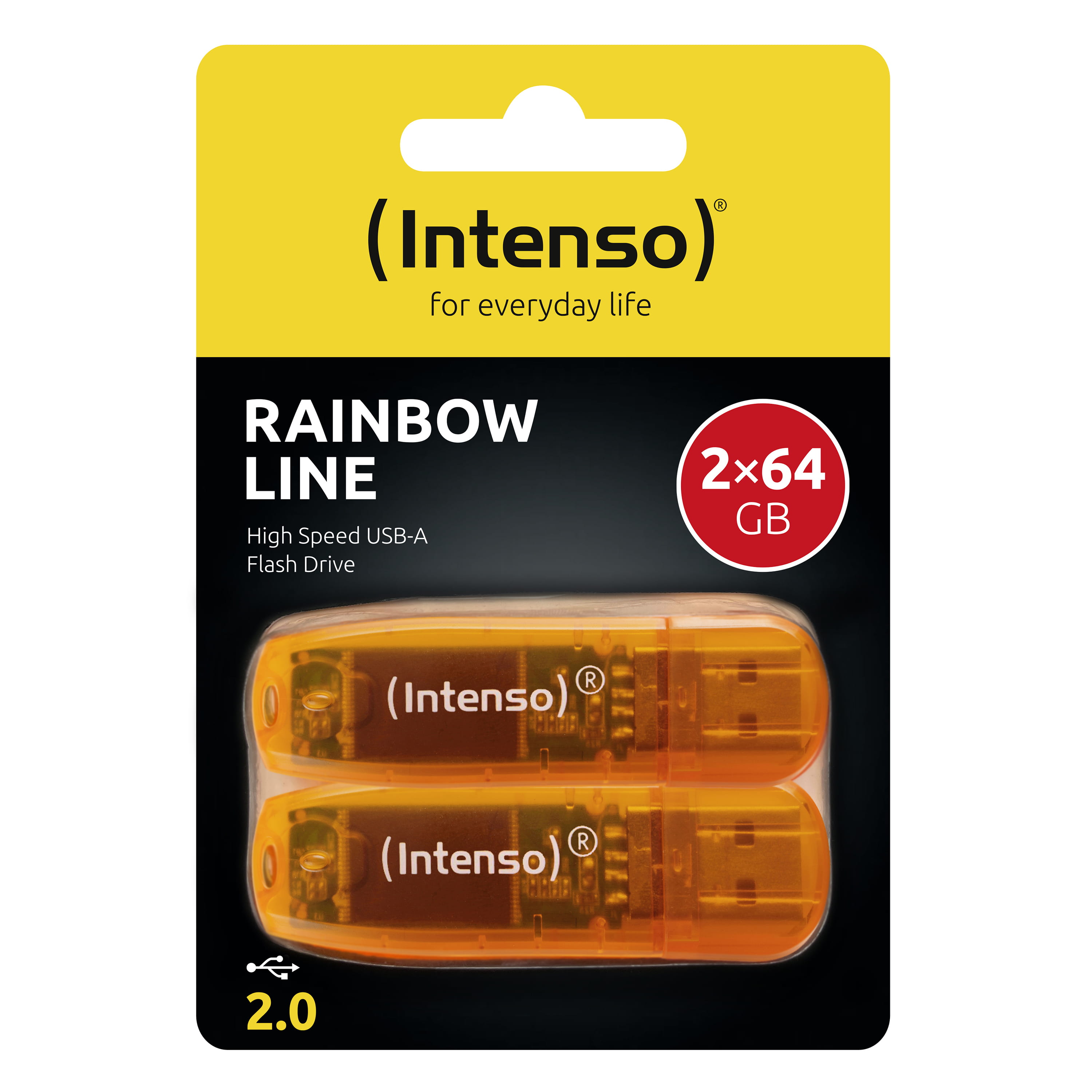 Intenso Rainbow Line - USB-Flash-Laufwerk - 64 GB - USB 2.0 - orange (Packung mit 2)