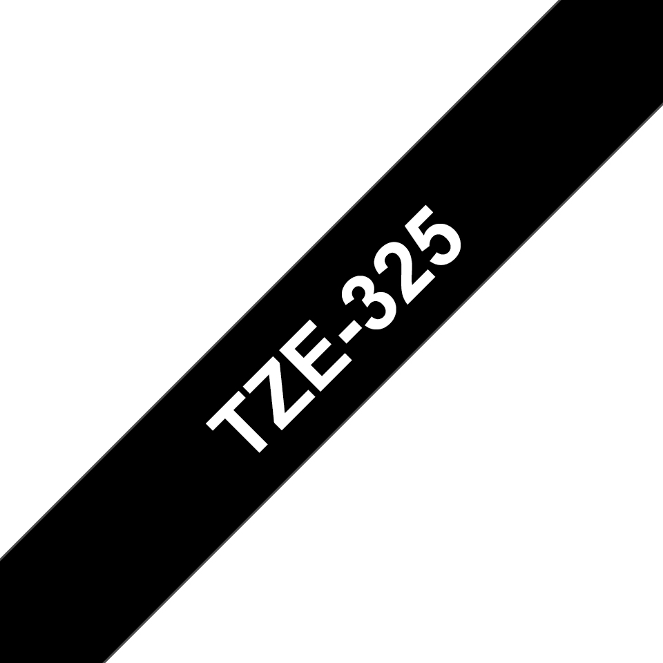 Brother TZe-325 - Standard-Klebstoff - Weiß auf Schwarz - Rolle (0,9 cm x 8 m)