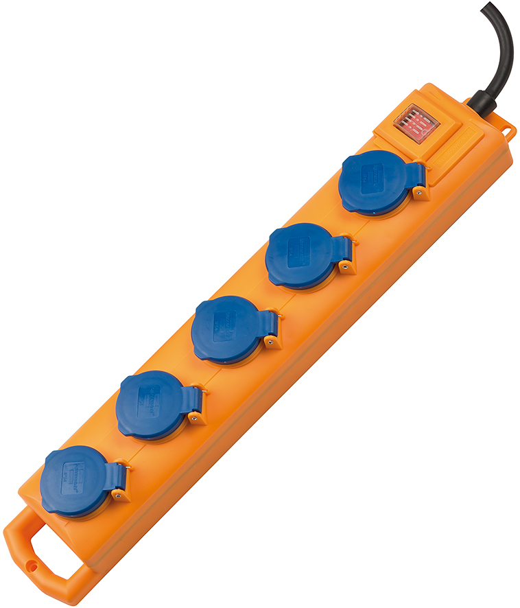 Brennenstuhl 1159900205, 2 m, Draußen, IP54, Blau, Gelb, Neopren, 5 AC-Ausgänge