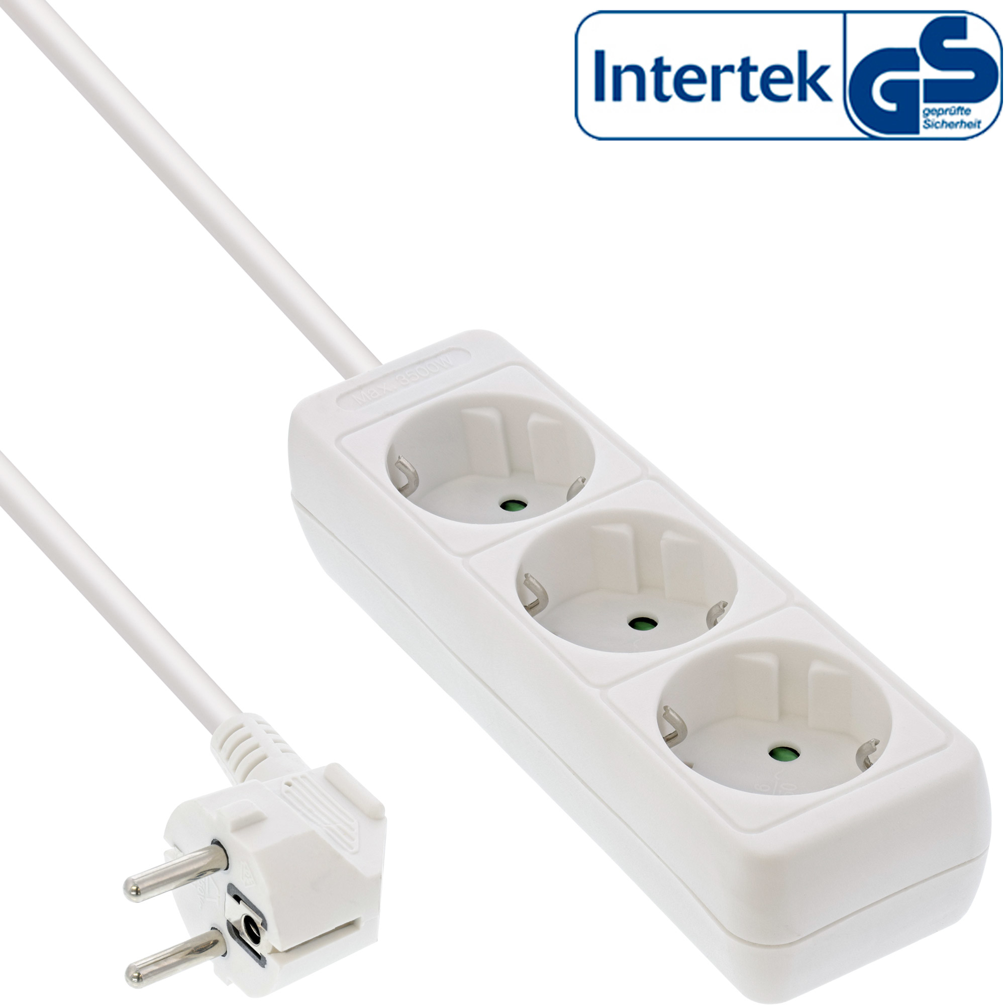 InLine Steckdosenleiste - 3-fach Schutzkontakt - weiß - 1,5m