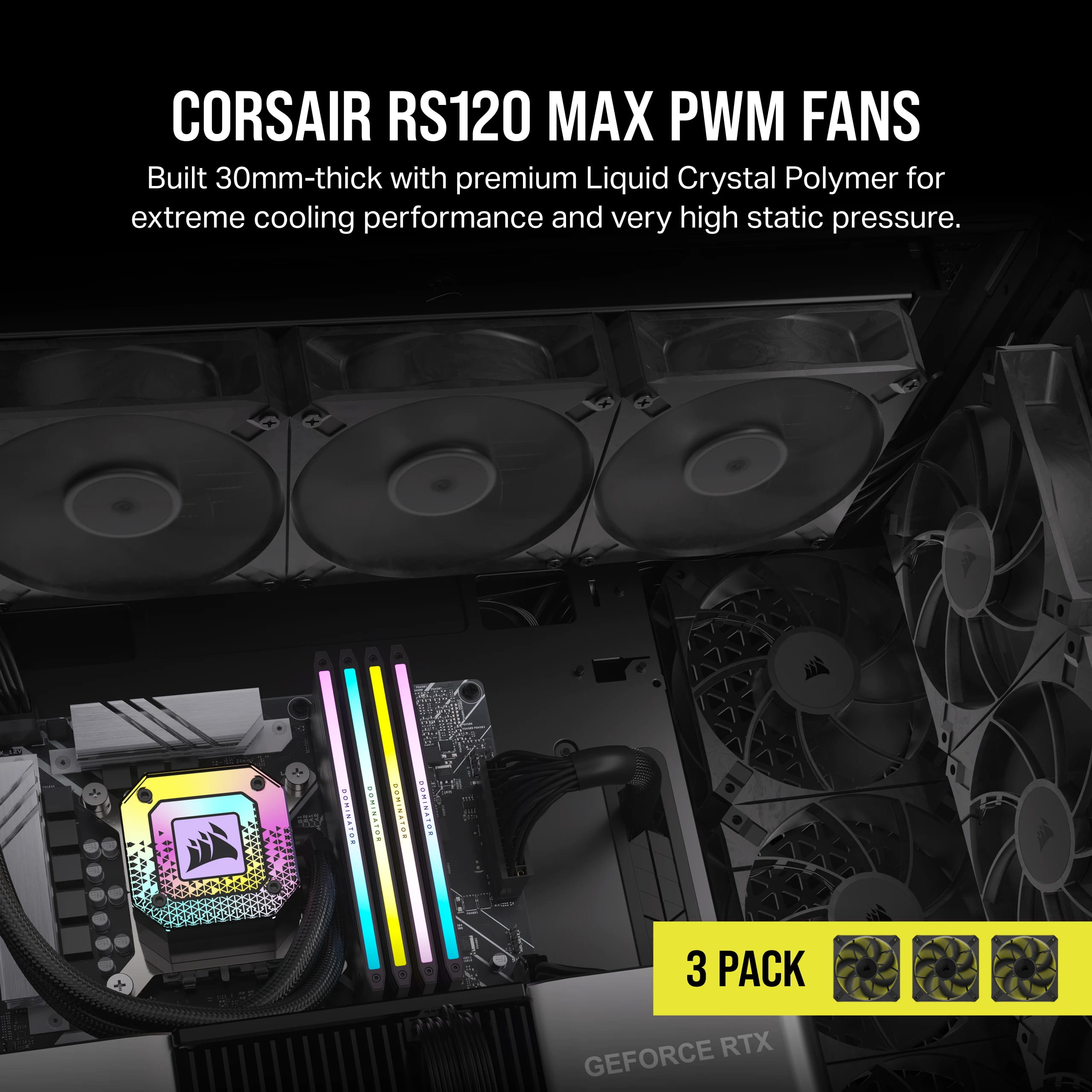 Corsair RS120 MAX Triple Pack - Gehäuselüfter - 120 mm (Packung mit 3)