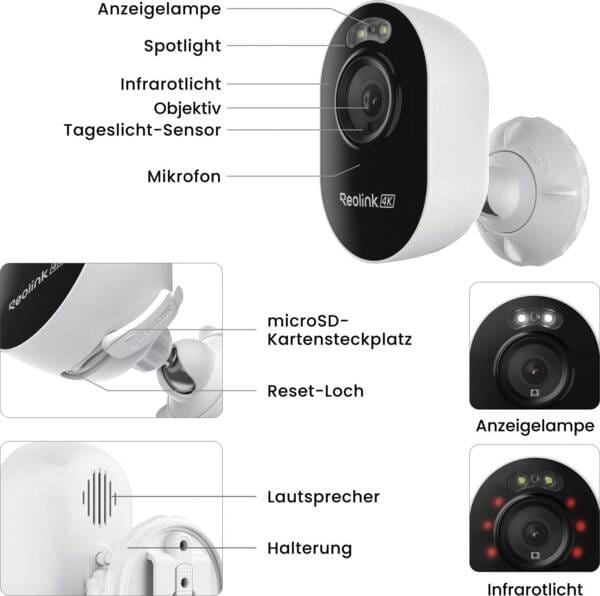 Reolink RL-E450, IP-Sicherheitskamera, Drinnen, Verkabelt & Kabellos, 10 m, Amazon Alexa & Google Assistant, Decke/Wand