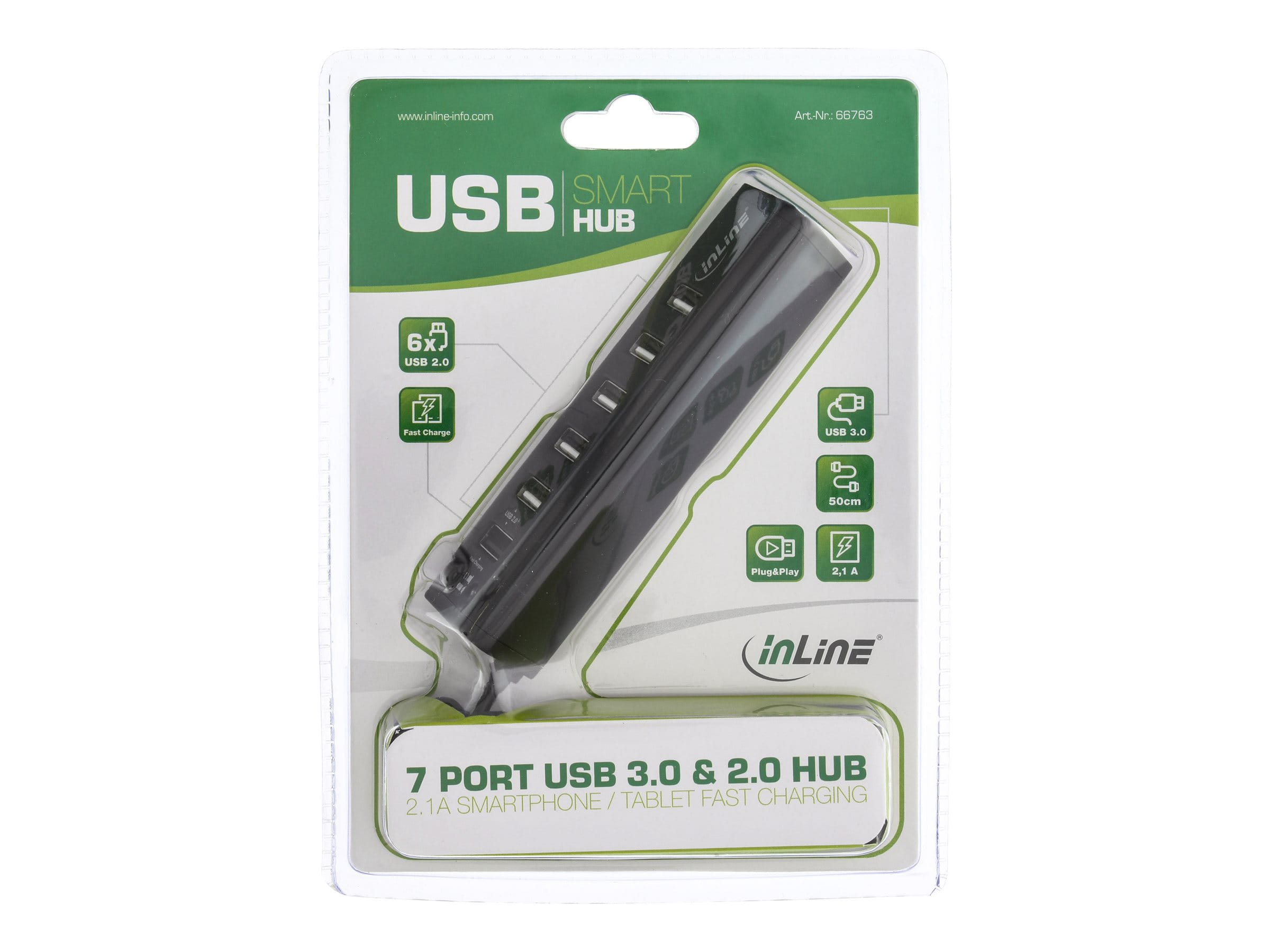 InLine Smart Hub - 7-fach USB 3.2 Gen.1 / 2.0 Hub mit Schnelllade-Anschluss