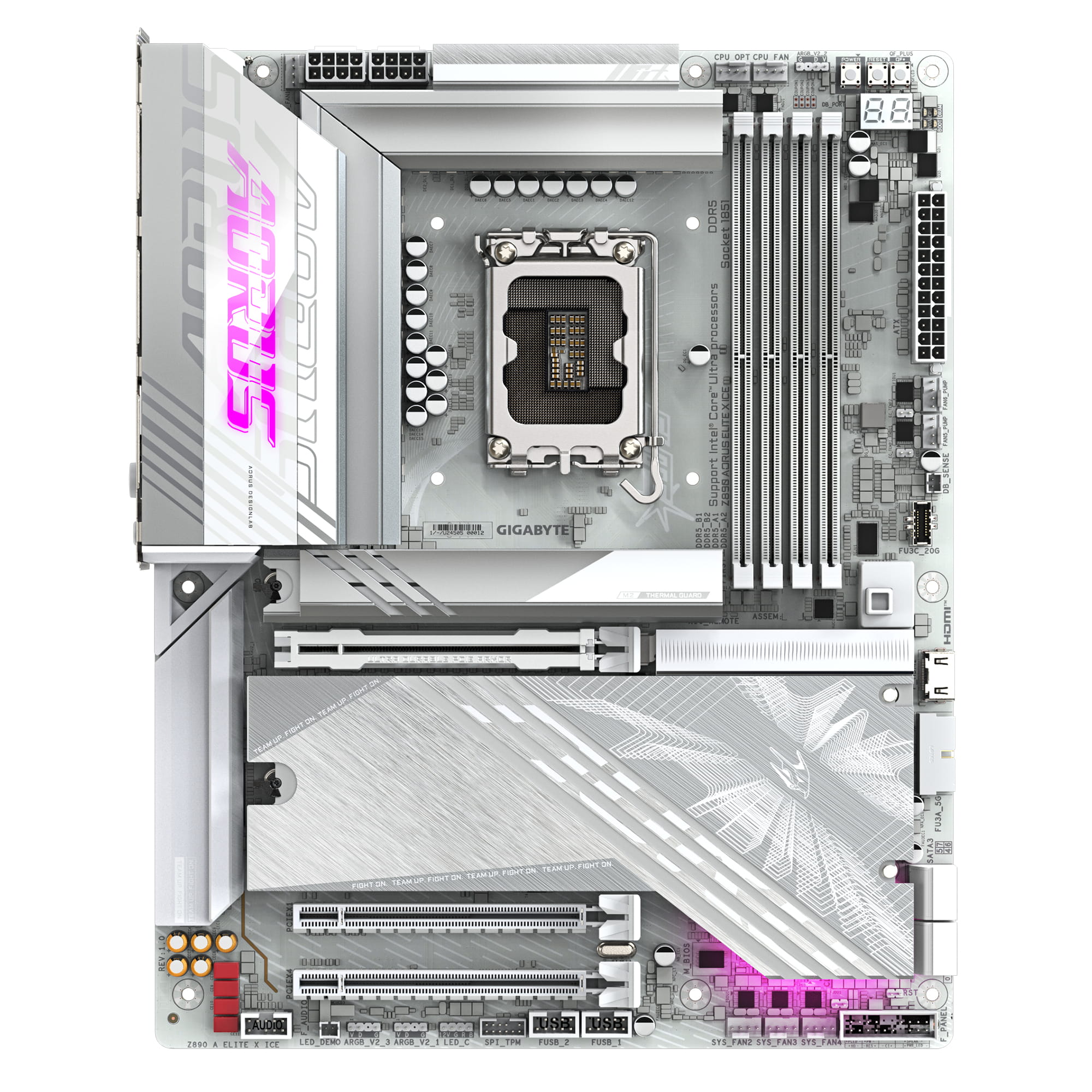 Gigabyte AORUS Z890 ELITE X ICE - Motherboard - ATX - LGA1851-Sockel - Z890 Chipsatz - USB4, USB-C 3.2 Gen 2x2, USB 3.2 Gen 2, USB 3.2 Gen 1 - 2.5 Gigabit LAN, Bluetooth, Wi-Fi 7 - Onboard-Grafik (CPU erforderlich)