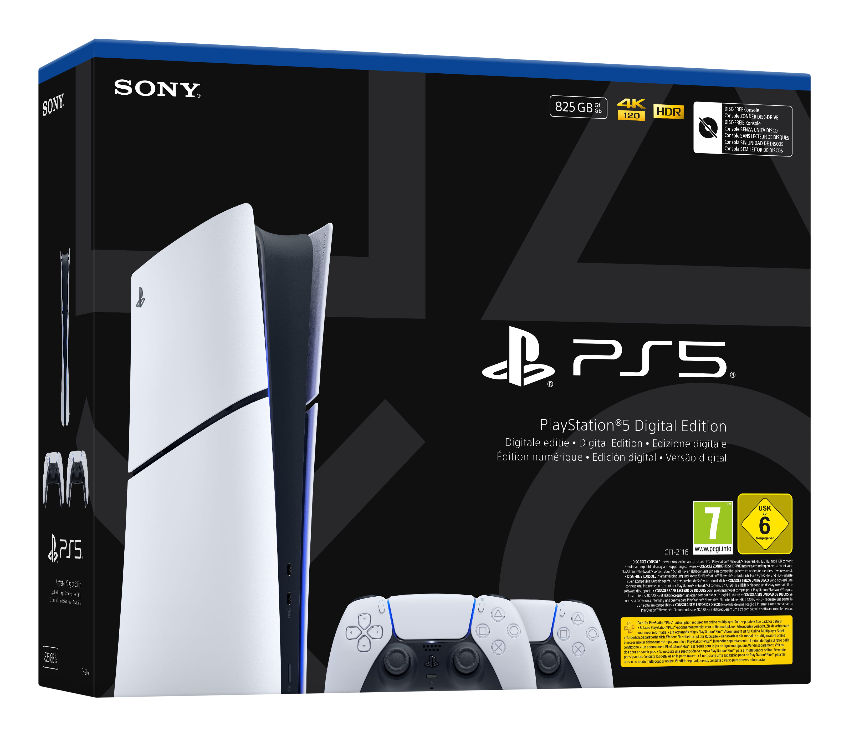 Sony Interactive Entertainment Playstation 5 Slim Digital, PlayStation 5, Schwarz, Weiß, 16384 MB, GDDR6, 448 GB/s, AMD