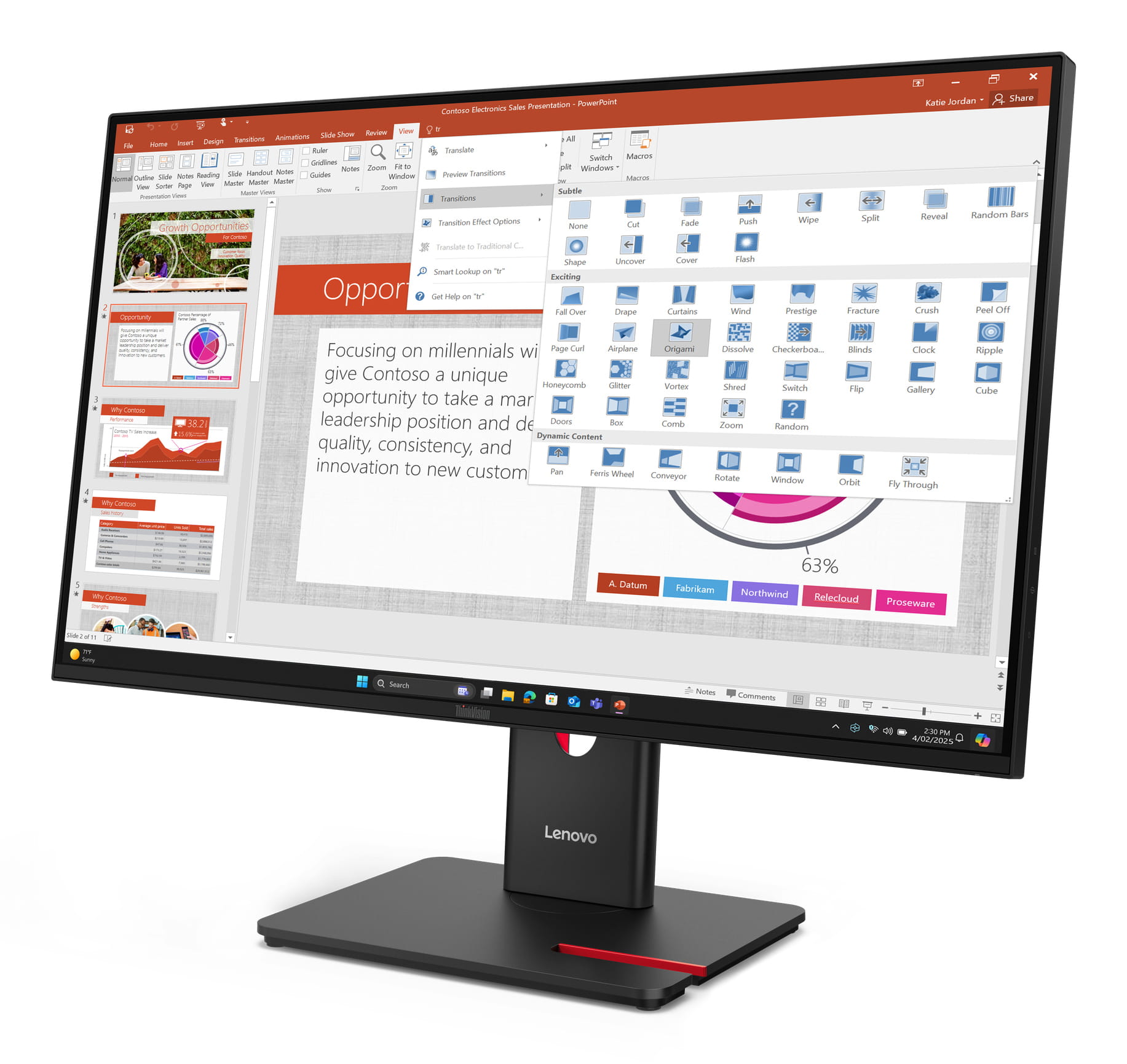 Lenovo ThinkVision T27-40, 68,6 cm (27"), 1920 x 1080 Pixel, Full HD, LED, 6 ms, Schwarz