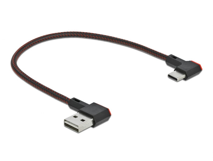 Delock Easy - USB-Kabel - USB (M) links/rechts abgewinkelt, umkehrbar zu 24 pin USB-C (M)